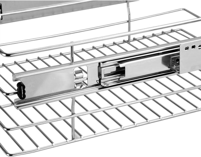 Casaria Küchenschublade 30 40 50 60 cm Verchromt 25 kg Belastbar Korbauszug Haushalt Teleskopschubla