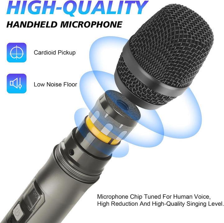 K-25R Wireless Microphone System, 8-Channel UHF Handheld and bodypack Microphones for Stage Performa