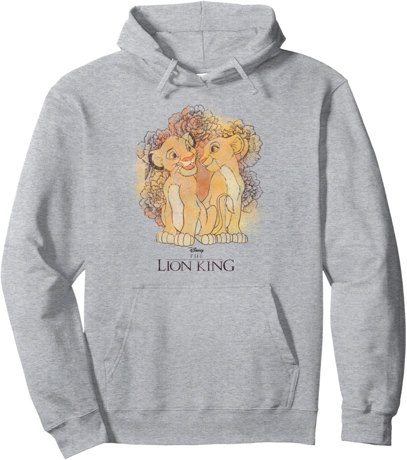 Disney The Lion King Simba And Nala Floral Portrait Pullover Hoodie