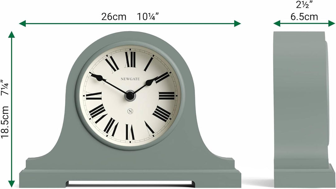 NEWGATE® Broadway Kaminsims Uhr | Klassisches Design des napoleonhutes | Spargel grün | Römische zif