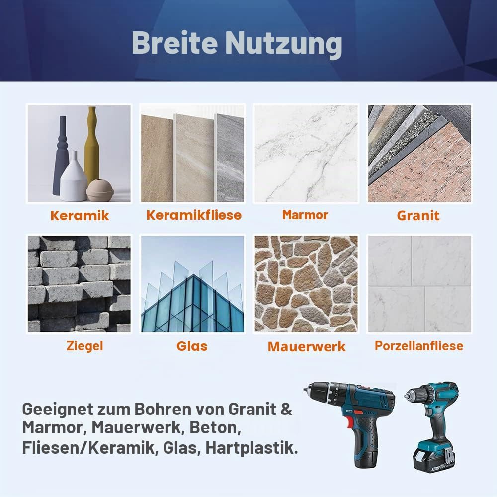Diamant Trockenbohrer Fliesenbohrer 10mm - BRSCHNITT 5 Stück Diamant Bohrkrone - Lochsäge für Kerami