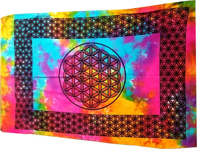 Purpledip Cotton Wall Poster Beach Throw 'Mystic Mandala': Bohemian Hanging Tapestry (20037)