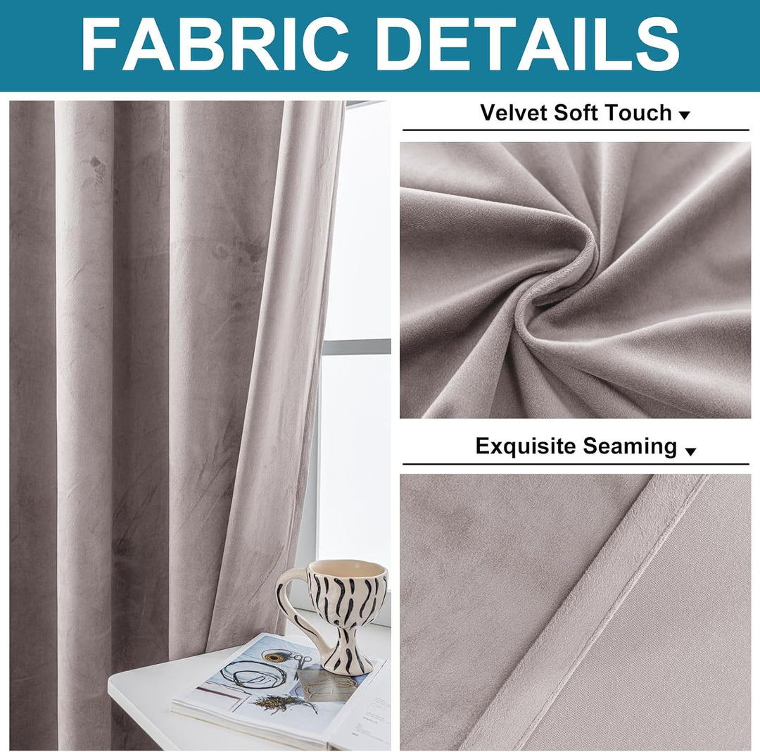 YSTELLAA Gardinen Samt 2er Set, 140×160 cm, Verdunklungsvorhänge Mit Ösen, Vorhang Blickdicht Wohnzi