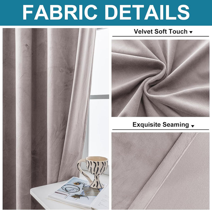 YSTELLAA Gardinen Samt 2er Set, 140×160 cm, Verdunklungsvorhänge Mit Ösen, Vorhang Blickdicht Wohnzi