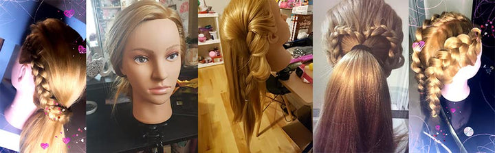 Übungskopf mit Kunsthaar, 71,1 cm, Profi-Übungskopf für Friseurpuppe, Kopf mit Tischklemme 06G-27, 0