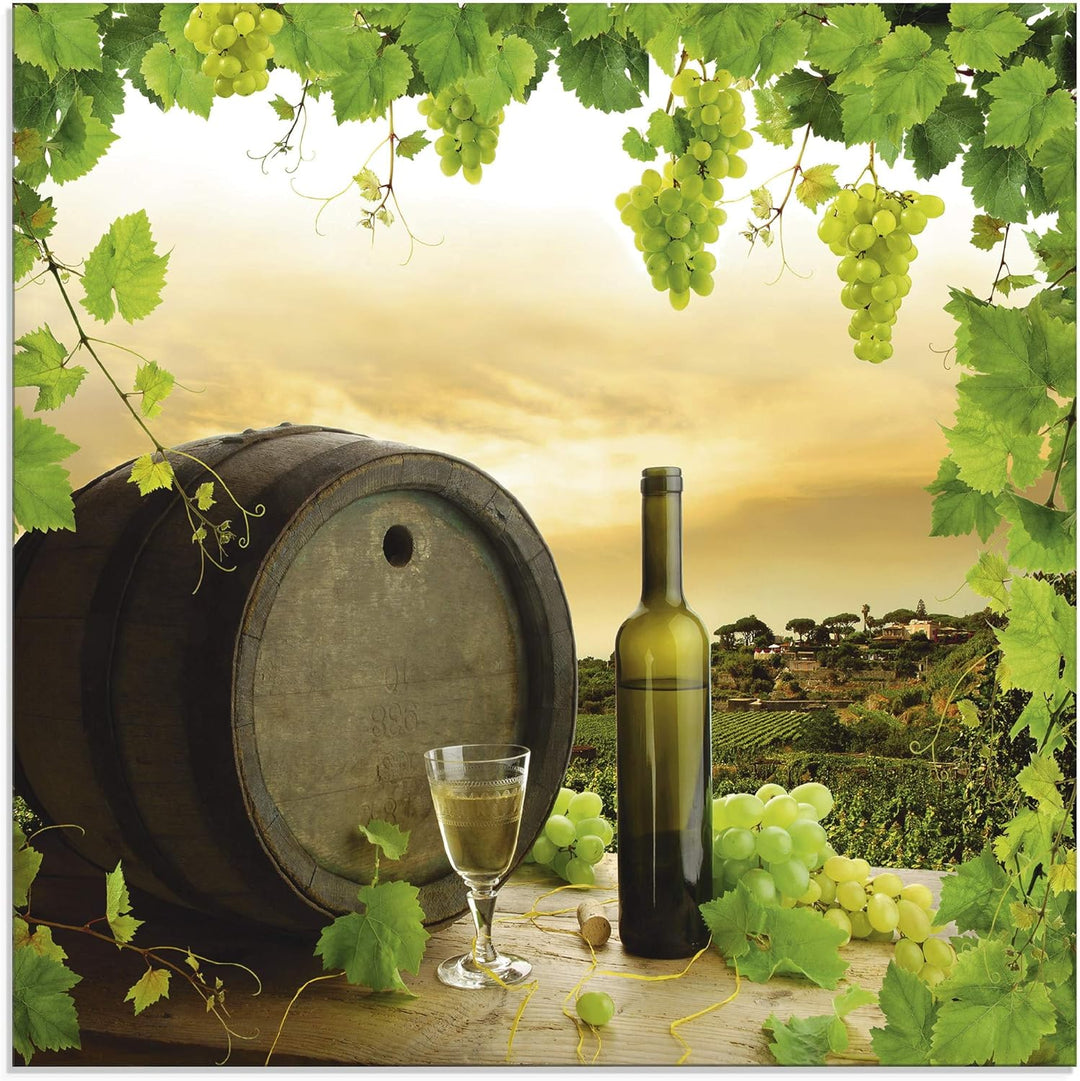 ARTland Glasbilder Wandbild Glas Bild einteilig 50x50 cm Quadratisch Landschaft Natur Wein Obst Trau