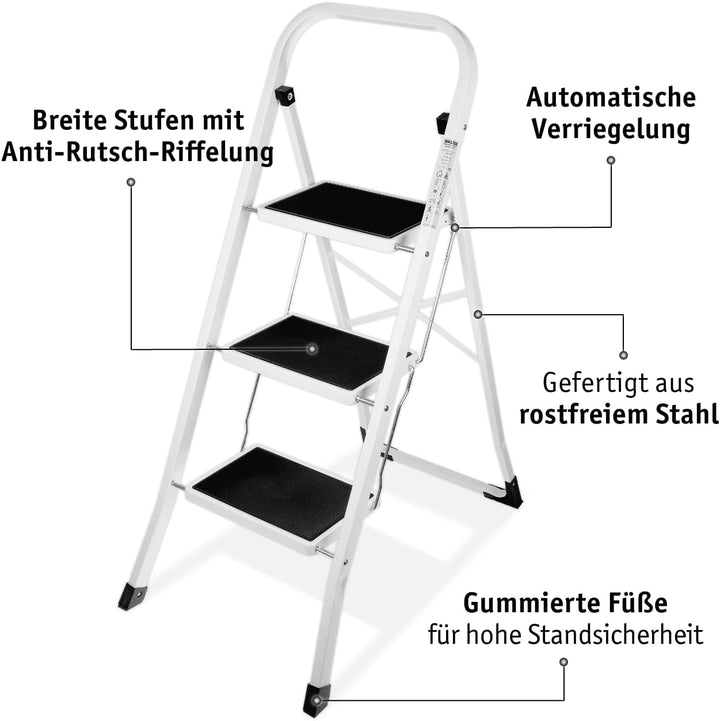 WALTER Stufen Leitertritt klappbar, aus beschichtetem legiertem Stahl, vormontiert für sofortigen Ei