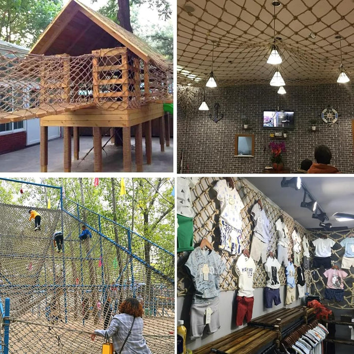 Sicherheitsnetz Hanf Hanfnetz Kindertreppe Balkon Anti-Fall-Netz Kletternetz Restaurant Bar Dekorati