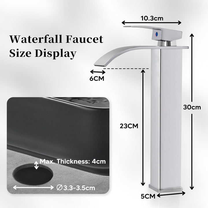 Wasserhahn Bad Waschtischarmatur Wasserfall Wasserhahn Bad Wasserfall Waschtischarmatur, 300MM Höhe