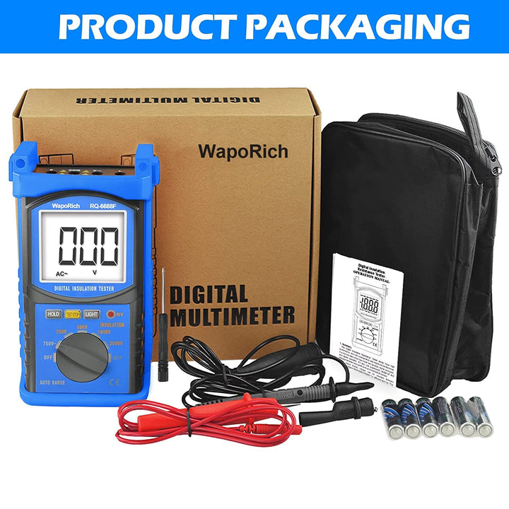 Digitaler Isolationswiderstandstester, WapoRich Spannungsprüfer 250/500/1000/2500V, MegOhmmeter mit