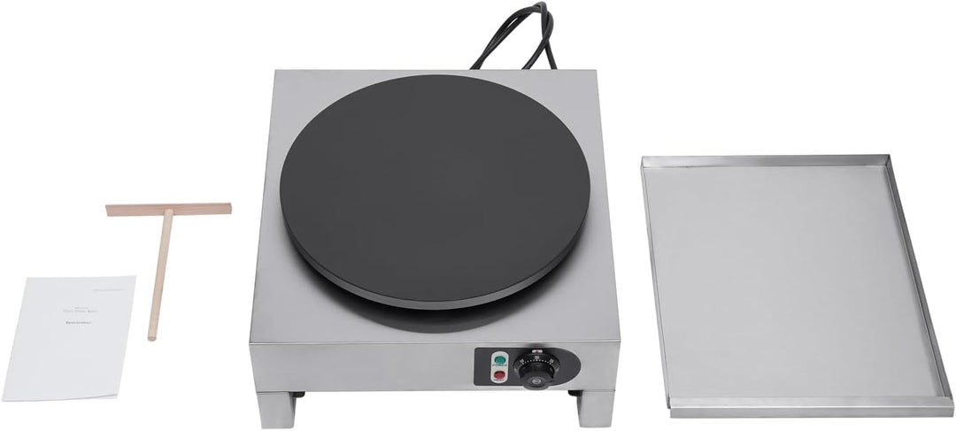 Elektrischer Crepemaker, Crepe-Maschine 3000 W flache Crepe-Grillplatte 40 cm, antihaftbeschichteter