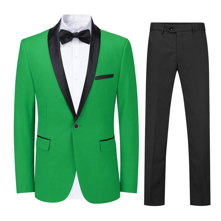 Sliktaa Herren Anzug Slim Fit Zweiteilig mit Schalkragen Hochzeit Büro Party schmale Passform Sakko