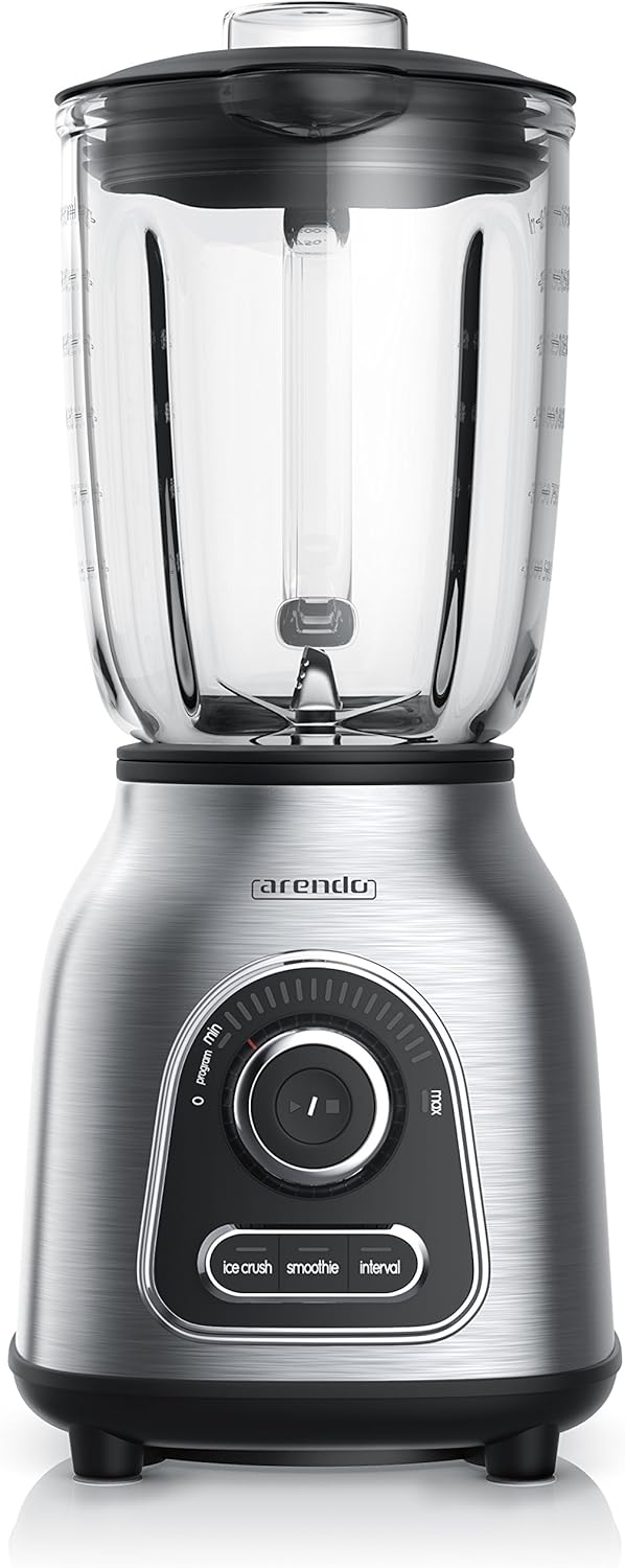 Arendo Standmixer Edelstahl 1400 Watt 24.000 U min inkl 1,75 l Glasbehälter Messbecher, kugelgelager