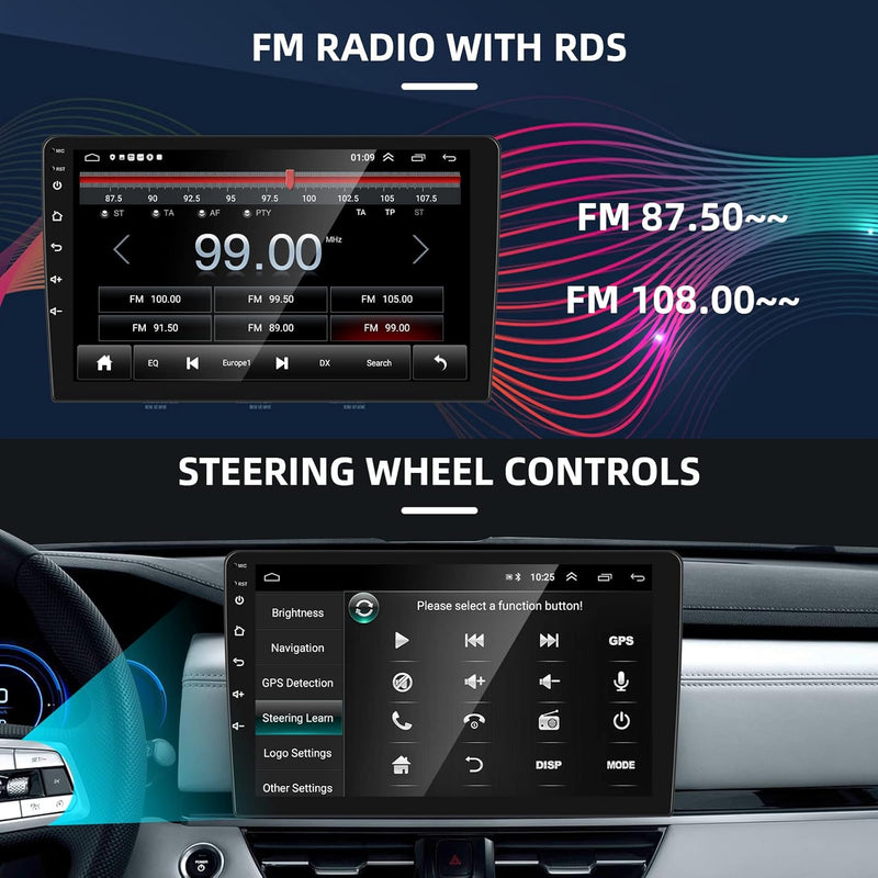 Hodozzy 32G Android Autoradio mit Wireless Carplay Android Auto 2 Din Radio Navi 9 Zoll Touchscreen