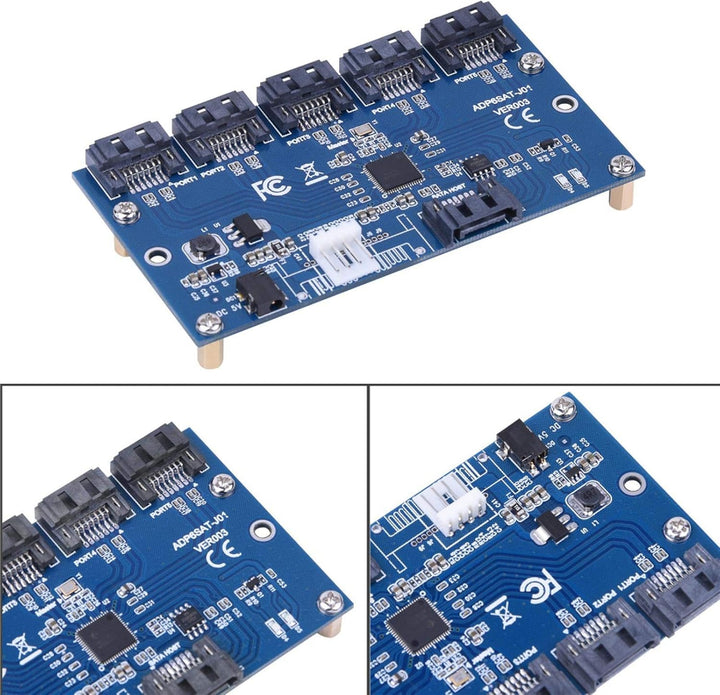 Sata-Adapterkarte, Sata-Riser-Karten-Hub 5 SATA-Port-Multiplie-Unterstützung Hot Swap