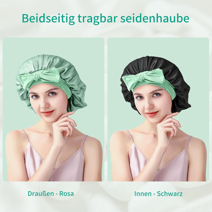 Seidenhaube zum Schlafen, Schlafhaube Seide aus 100% Maulbeerseide, 22 Momme Bonnet Seide Doppellagi