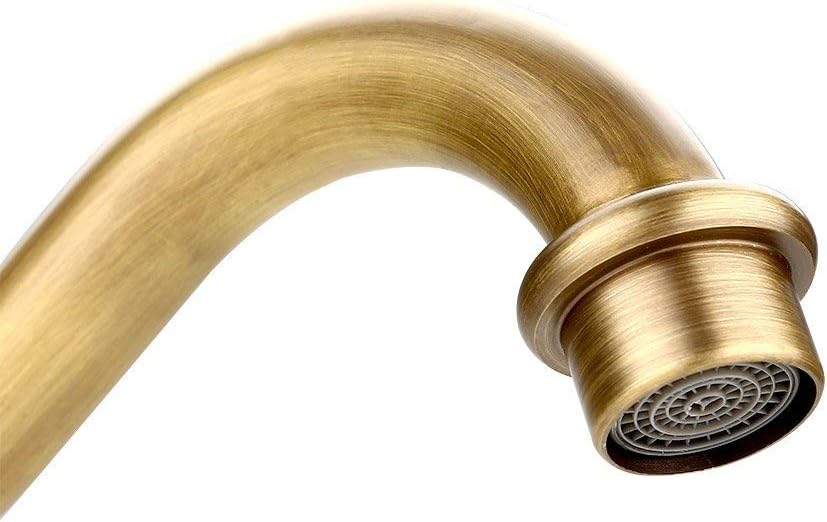 Antiker Messing Wasserhahn, Einloch-Mischbatterie mit Einem Griff, Gelbbronze, 30x23cm, für Küche un