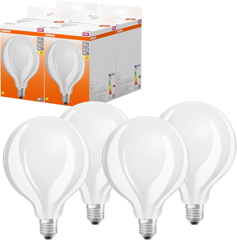 OSRAM LED Star GLOBE125, matte Filament LED-Lampe in Globe Form mit 125mm Durchmesser, E27 Sockel, W