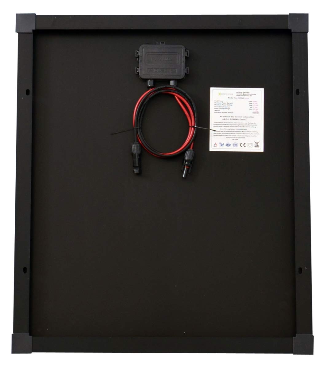 Solarmodul 50 Watt schwarz Mono Solarpanel Solarzelle 630x545x35 92084 Photovoltaik