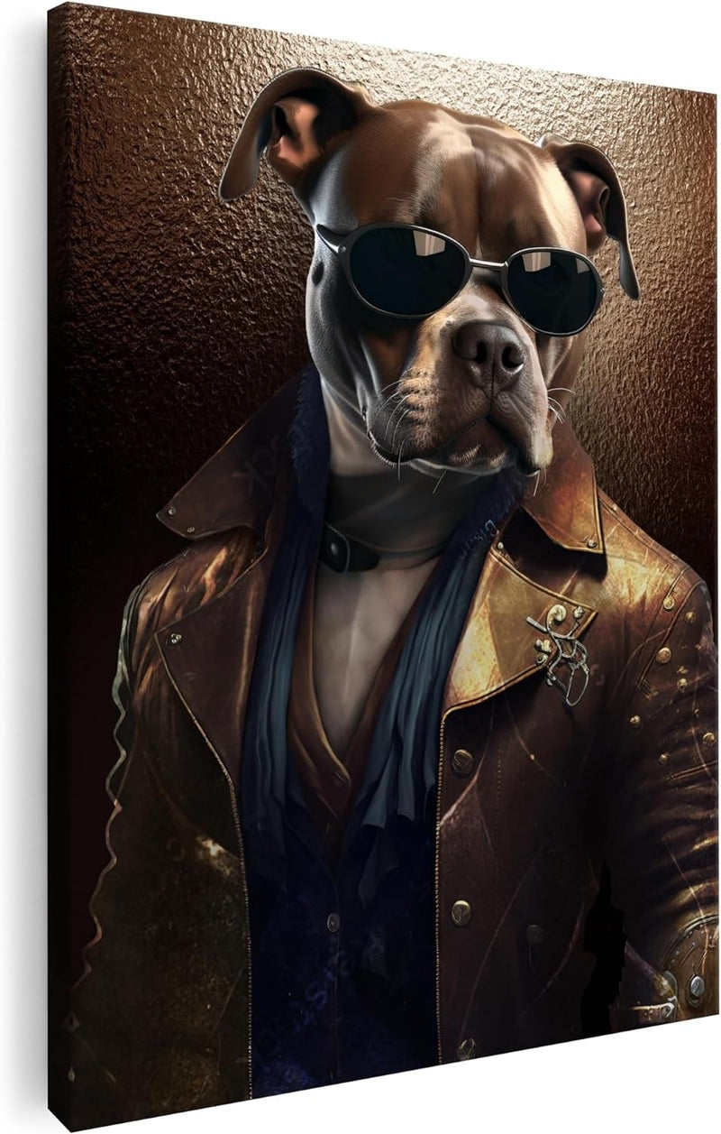 Artmazing | Pitbull Bild hochformat Classy | Bilder Pitbull modern | Leinwand XXL | Pitbullbilder Mo