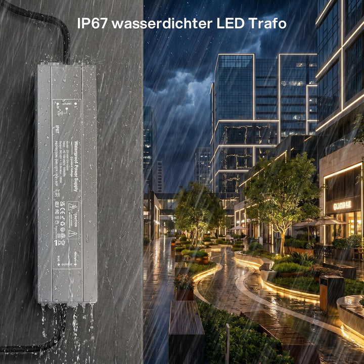 REYLAX LED Trafo 12V Wasserdicht 150W 12,5A LED Treiber Gleichstrom Netzteil IP67 Trafo 230V auf 12V