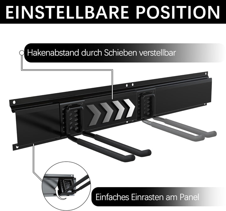 3-H Garage Aufbewahrung,120 cm Einstellbar 10 Wandhalterung Wandhaken und 4 S Haken 4 Aufbewahrungsg