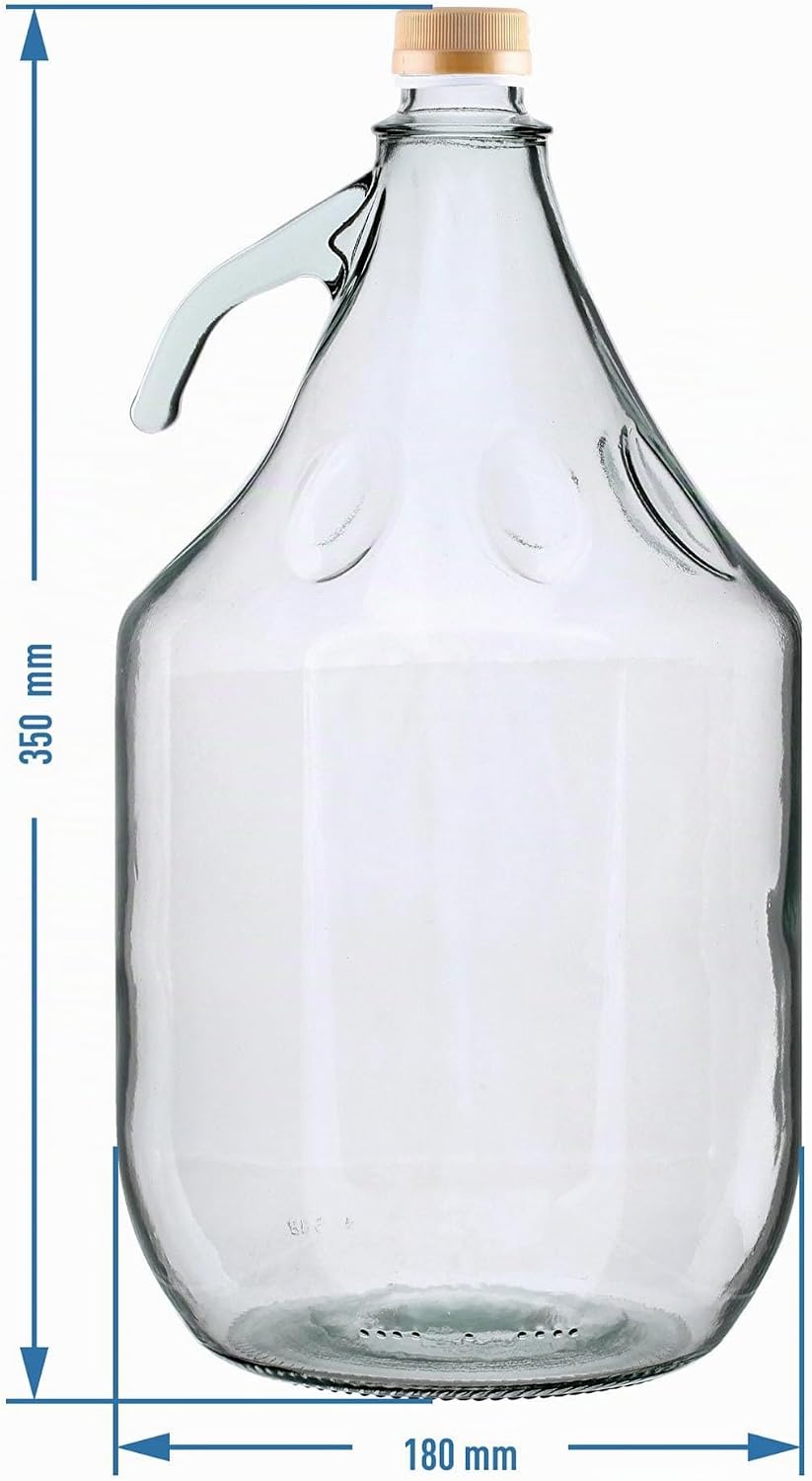 lilawelt24 6 STÜCK 5L Flasche mit Schraubverschluss und Schutzkorb+ Schwefelpulver GLASBALLON Weinba