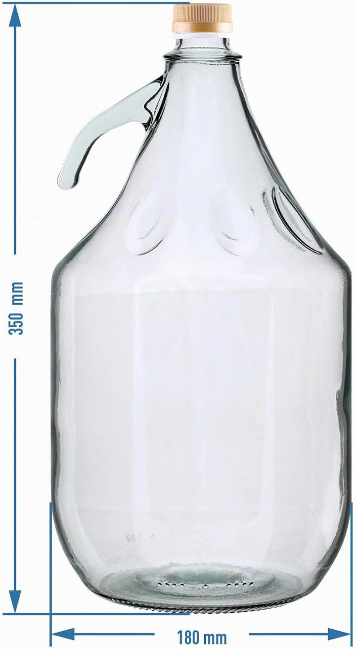 lilawelt24 6 STÜCK 5L Flasche mit Schraubverschluss und Schutzkorb+ Schwefelpulver GLASBALLON Weinba