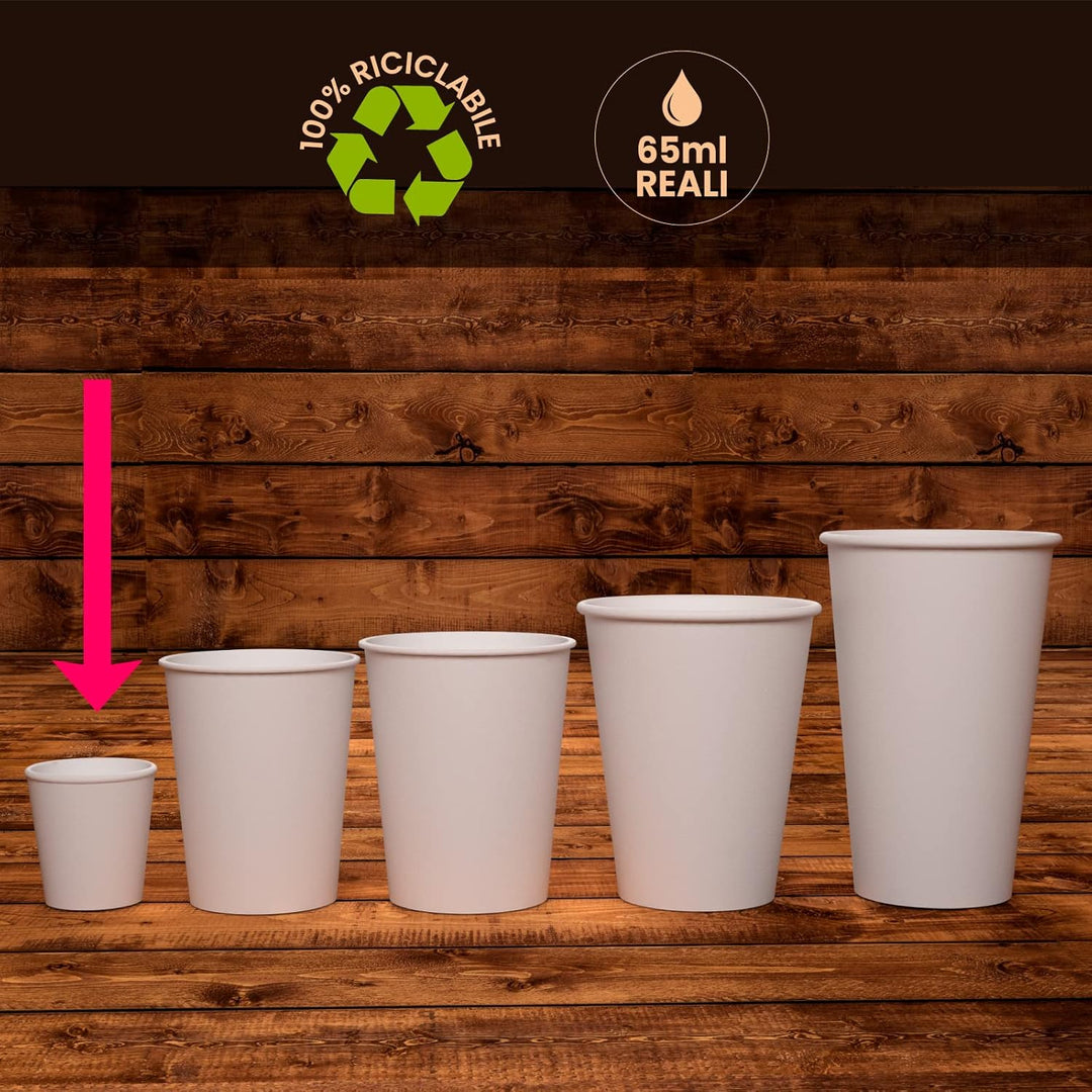 DownUpCUP Green 1000 Kaffeebecher aus Papier, 65 ml, umweltfreundlich, biologisch abbaubar, Einwegbe