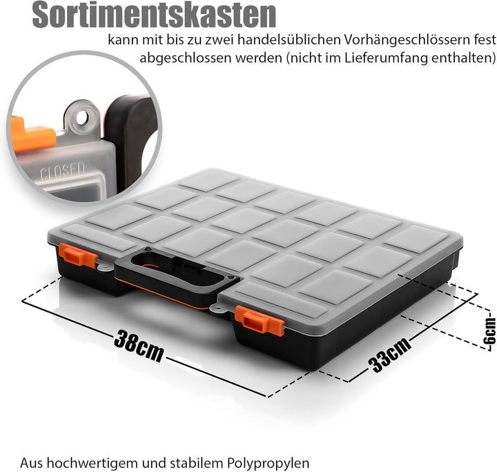 BigDean 6 Stück Sortimentskasten stapelbar 38x33x6cm praktische Sortierbox mit 16 Fächern – Werkzeug