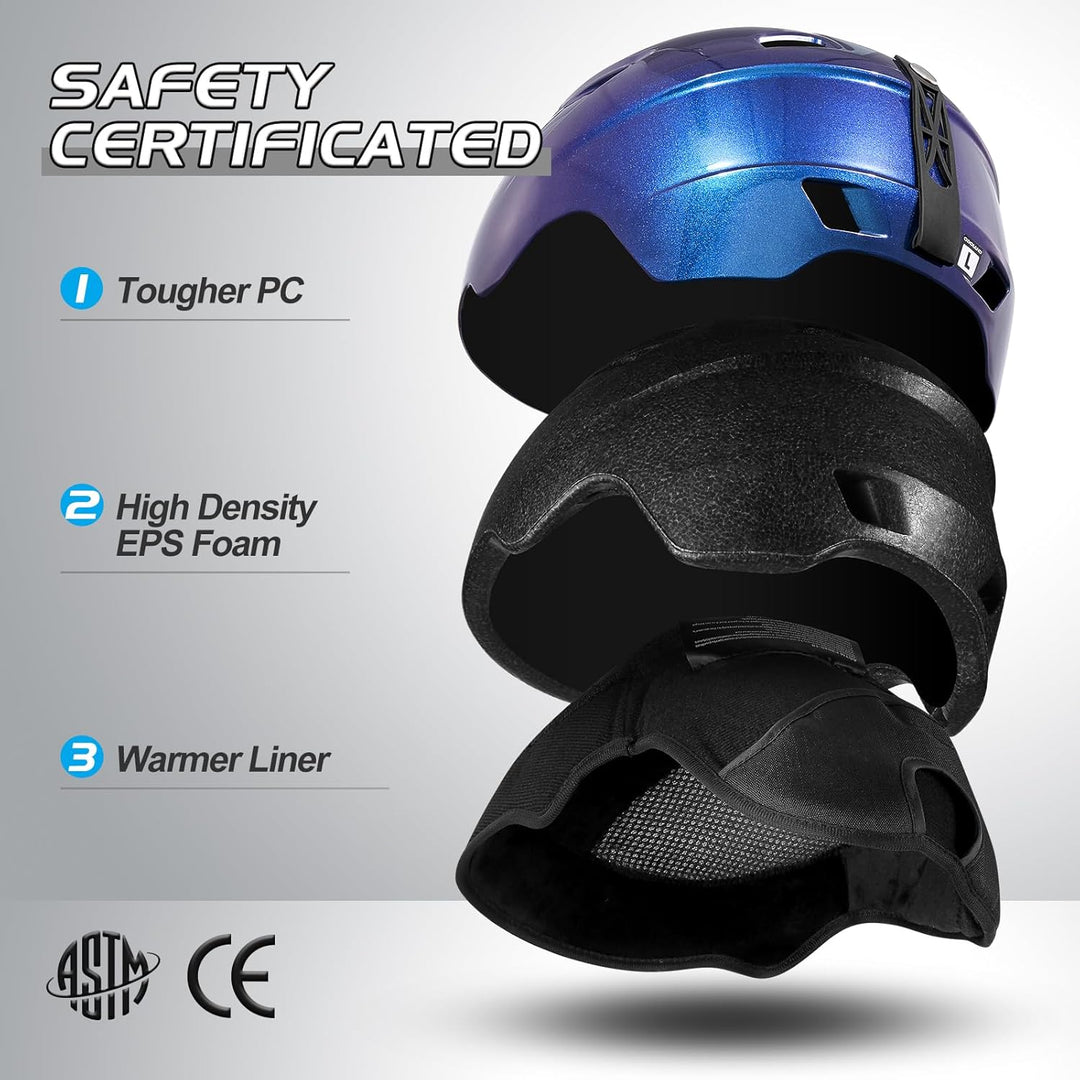 Odoland Skihelm Kit mit Ski Skibrille, Snowboard Helm für Männer Frauen Teenager Kinder, Verstellbar