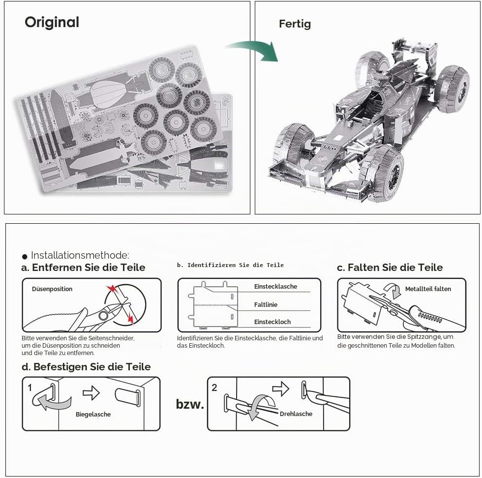 Piececool 3D Puzzle Metall, Formel-Rennen für Modellbausatz Erwachsene, 3D-Puzzles zu Bauen, BAU, Ba