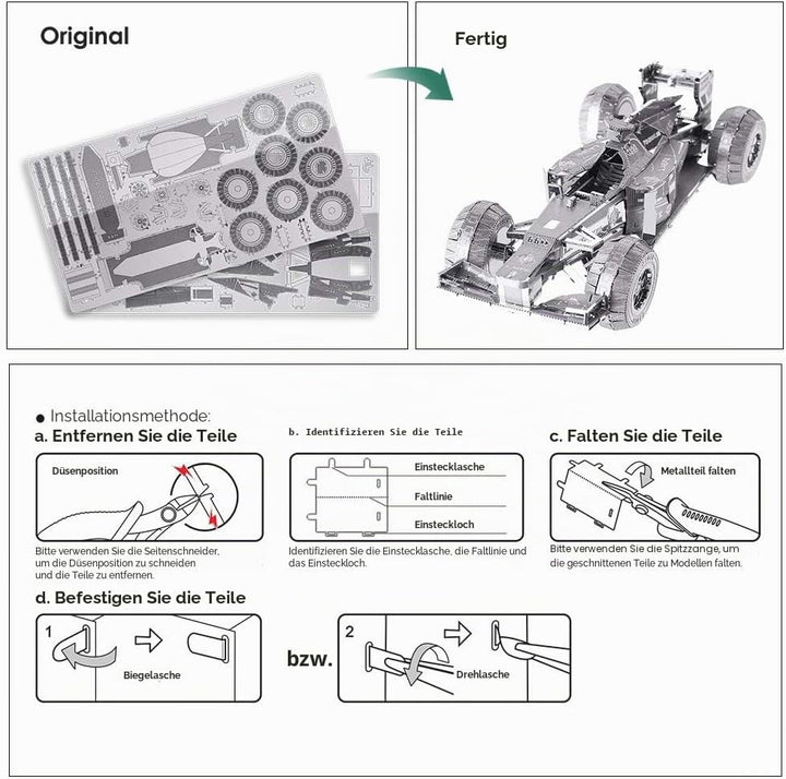 Piececool 3D Puzzle Metall, Formel-Rennen für Modellbausatz Erwachsene, 3D-Puzzles zu Bauen, BAU, Ba