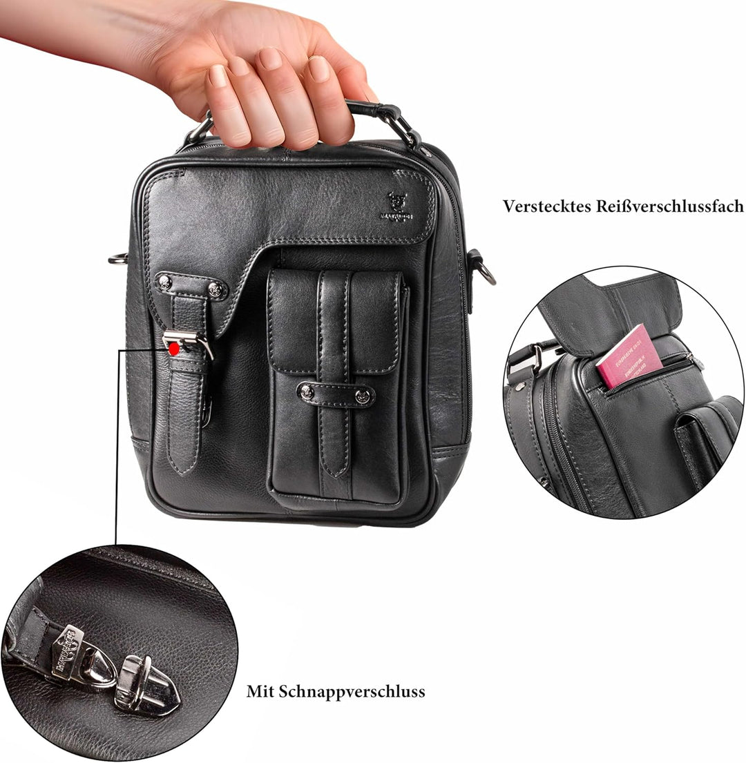 MATADOR Schultertasche Echt Leder Herren Hochwertige Arbeittasche Umhängetasche Ledertasche Tabletta