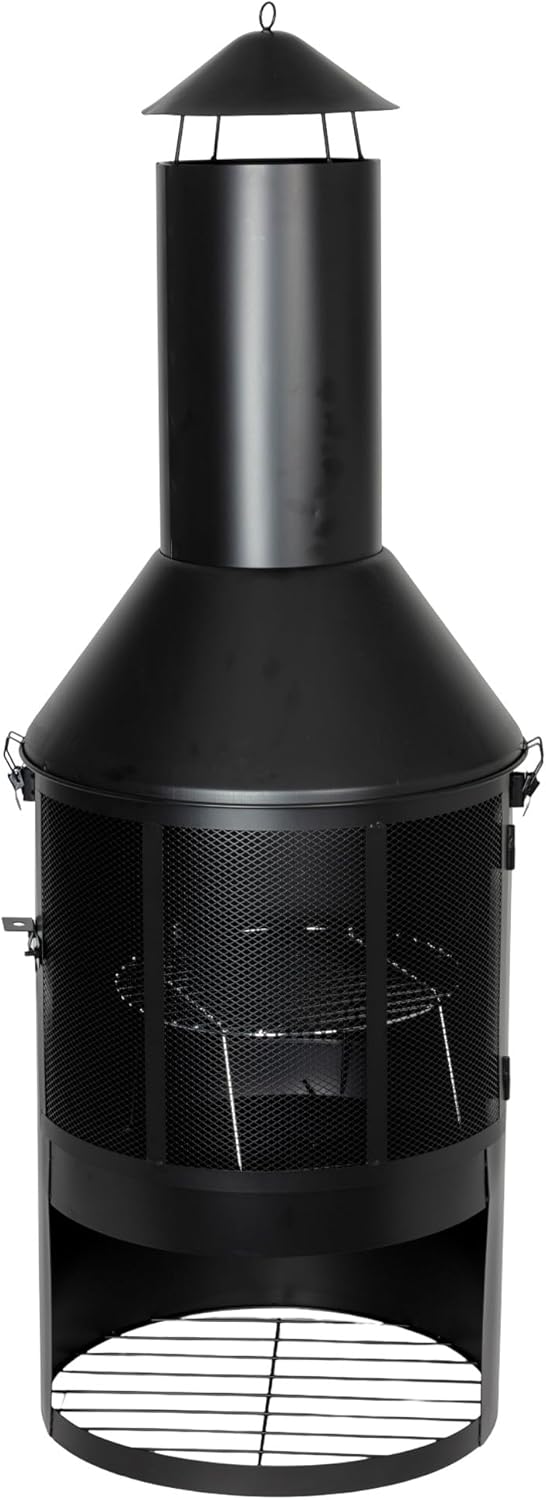 BURI Garten- und Terrassenkamin 134x45cm pulverbeschichtet Gartengrill Gartenkamin Feuerstelle Grill