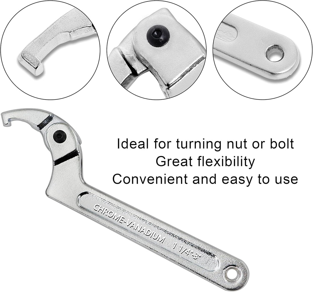 Poweka C Verstellbar Hakenschlüssel 4 Stück Schraubenschlüssel Enthält 3/4-2", 1 1/4-3", 2-4 3/4", 4