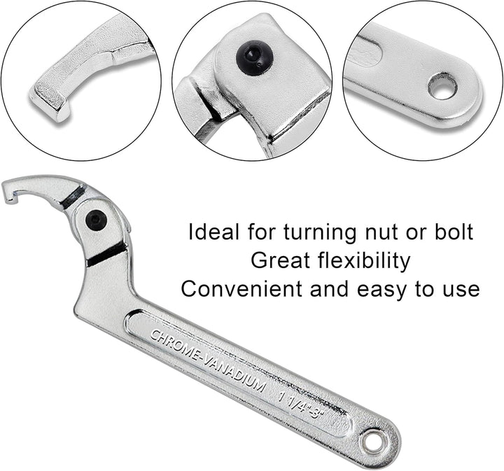 Poweka C Verstellbar Hakenschlüssel 4 Stück Schraubenschlüssel Enthält 3/4-2", 1 1/4-3", 2-4 3/4", 4