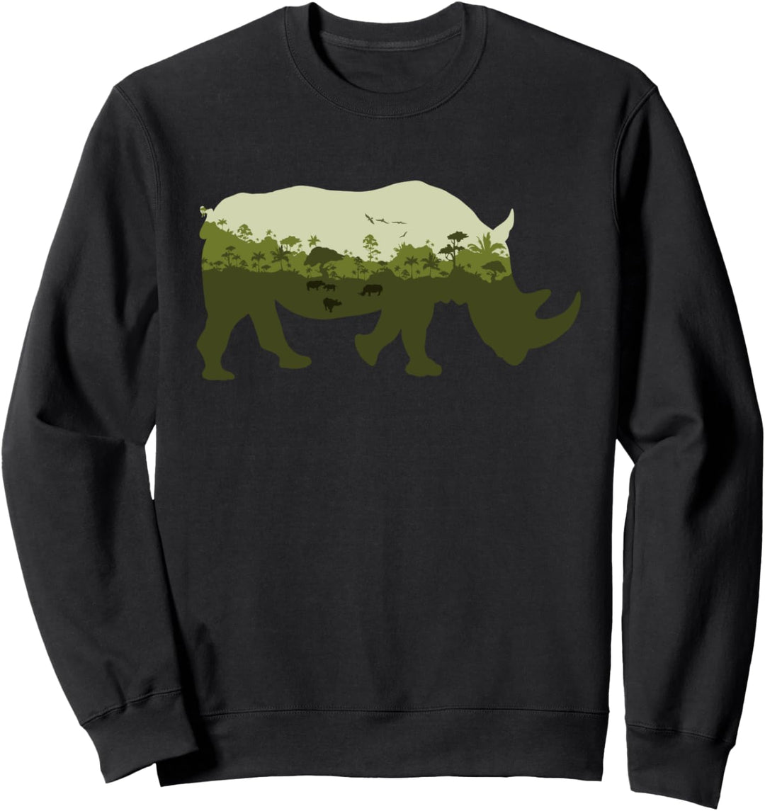 Rhinoceros Druck Landschaft – Nashorn Animal Save Rhino Sweatshirt