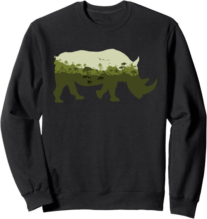 Rhinoceros Druck Landschaft – Nashorn Animal Save Rhino Sweatshirt