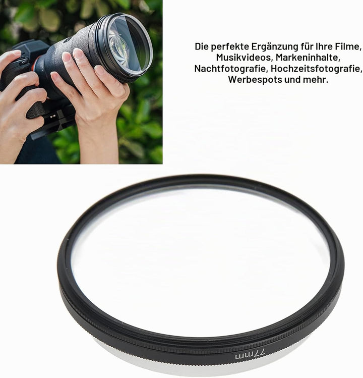 Zunate Doppelseitiger Spezialeffektfilter, 77 mm Fraktal Fotografie Prismenkamerafilter, mit Geister