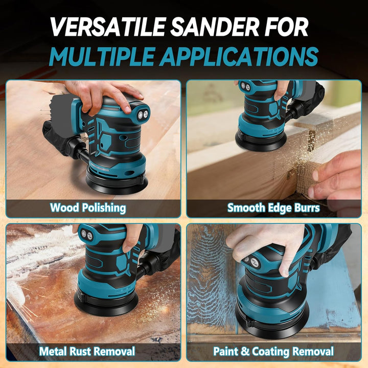 Bürstenloser Exzenterschleifer, kompatibel mit Makita 18V, 125 mm Brushelss Elektrischer Handschleif