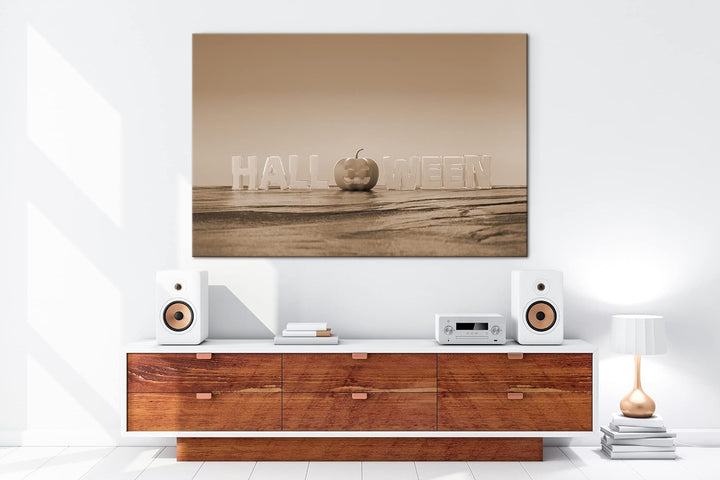 deyoli Halloween Logo Format: 80x60 Effekt: Sepia als Leinwandbild, Motiv fertig gerahmt auf Echthol