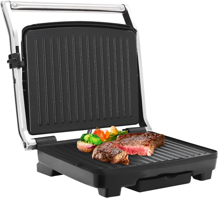 Elektrogrill Indoor, Steak und als Grill, Elektrogrill/Sandwichtoaster, Brotmaschine, Edelstahl Tisc