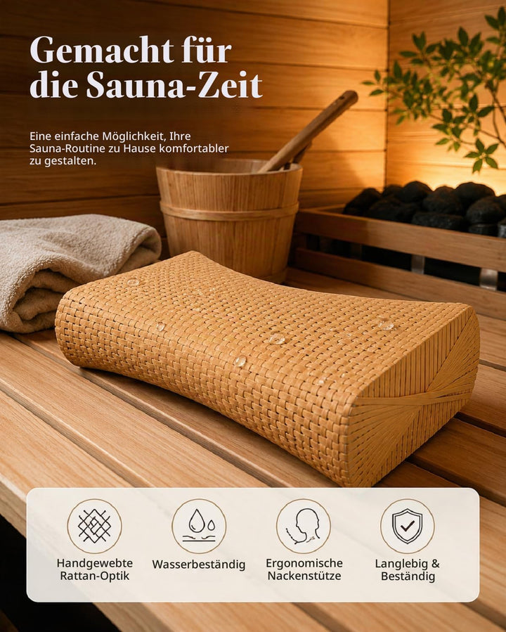iplusmile Simuliertes Rattan Saunakissen Ergonomisches Nackenstützkissen Für Sauna Dampfbad Wellness
