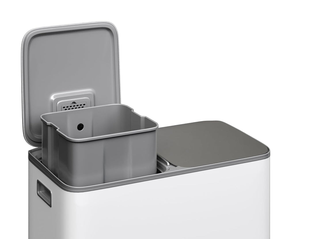 Garvee Mülleimer Küche 2 x 40L Edelstahl – Doppelfach Mülltrennsystem mit Soft-Close-Deckel, Tretmec