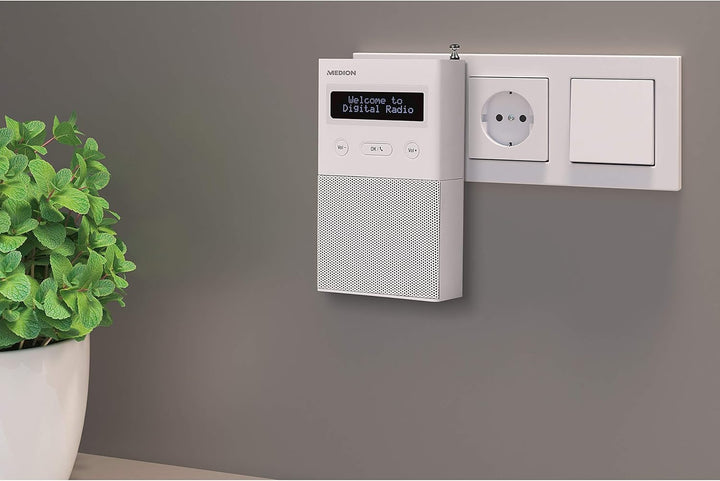 MEDION P65715 DAB+ Steckdosenradio mit Bluetooth, 20 Watt, 30 Senderspeicher, DAB+/PLL UKW, Schlumme