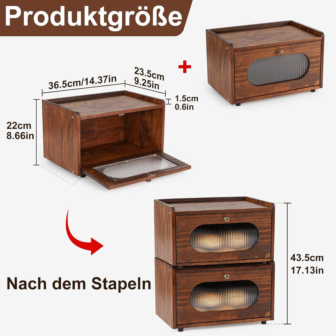 GUUSII HOME Brotkasten Holz Brotbox Küchentheke Brotaufbewahrung Zirbenholz Brot Aufbewahrungsbox Kü