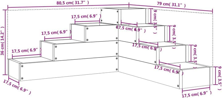 vidaXL Pflanzentreppe 4 Stufen 80,5x79x36 cm Massivholz Douglasie