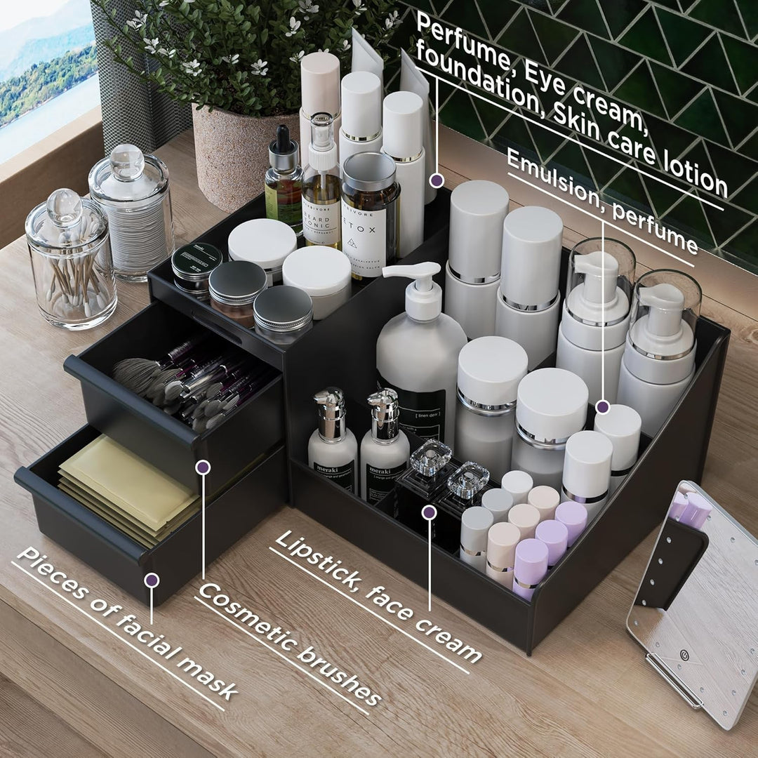 Make Up Kosmetik Organizer mit Schubladen, Makeup Organizer Aufbewahrung Kosmetikbox für Waschtische