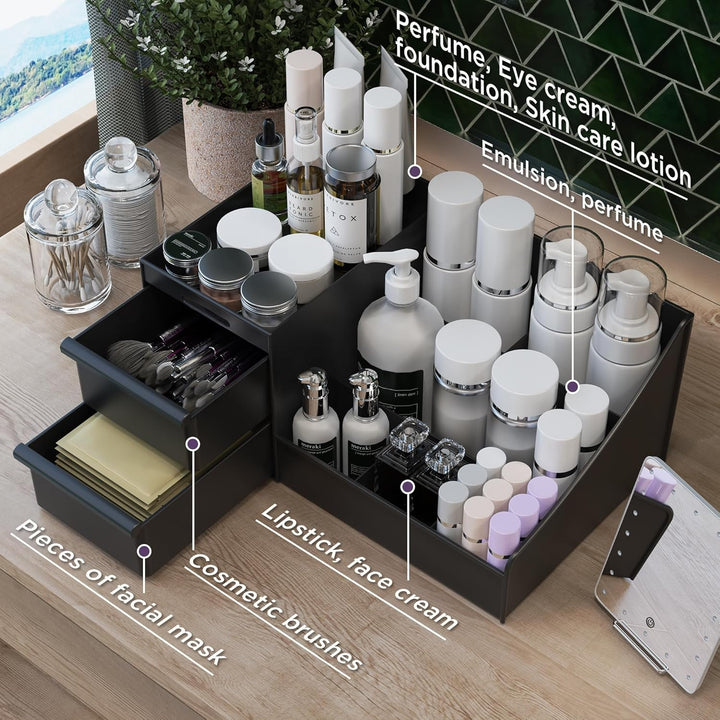 Make Up Kosmetik Organizer mit Schubladen, Makeup Organizer Aufbewahrung Kosmetikbox für Waschtische